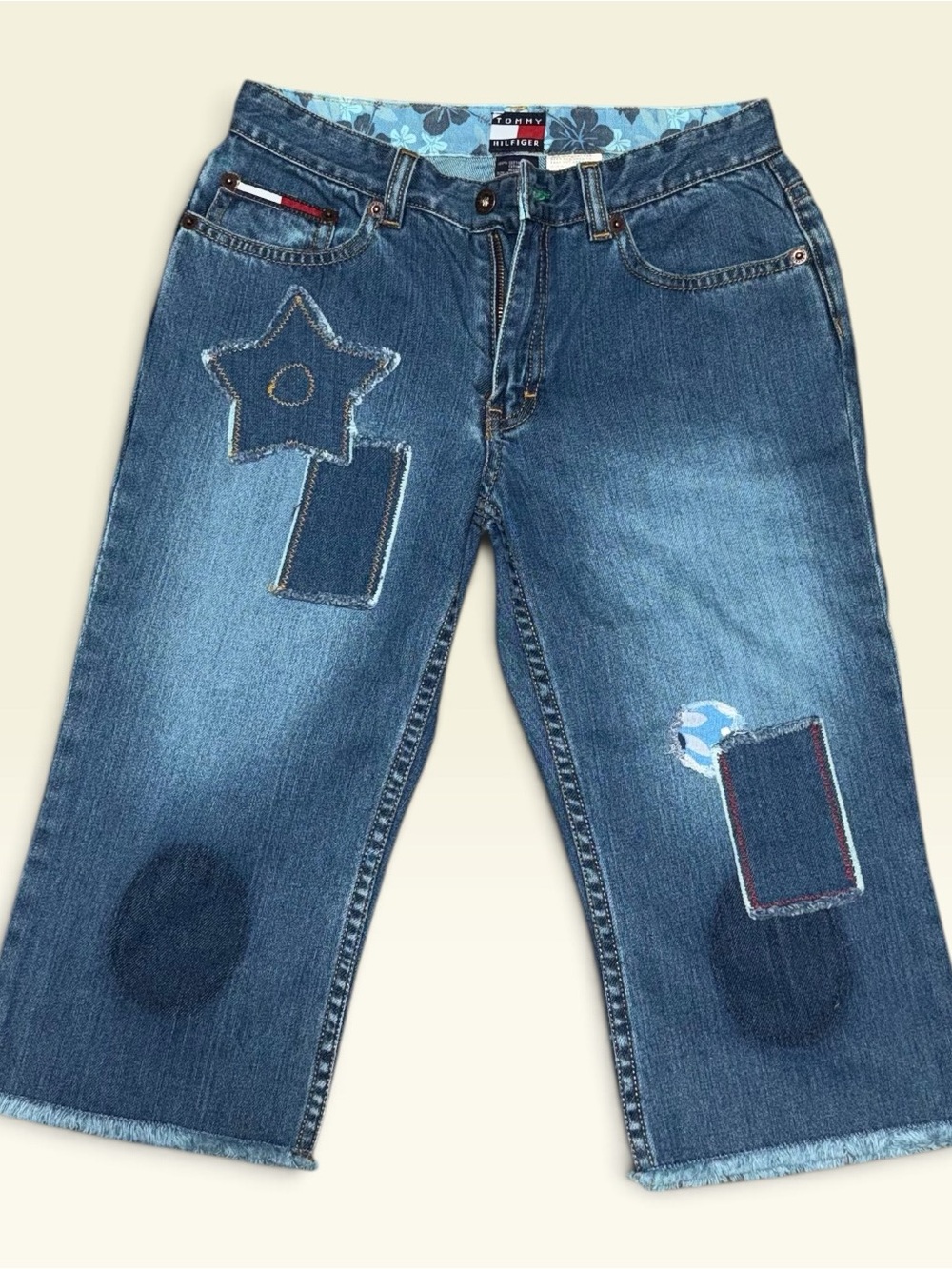 Vintage Y2K Tommy Hilfiger women's cropped denim capri